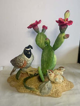 Boehm Gambel&#39;s quail with chicks and beaver tail bird figure #40370 - $198.95