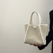 Minority design Tote bag female 2023 new splicing magnetic buckle canvas handbag - £50.13 GBP
