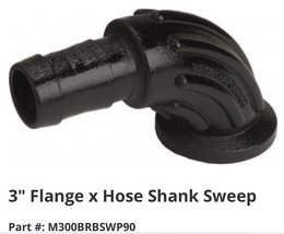 Greenleaf Part #M300BRBSWP90 3&quot; Flange x Hose Shank Sweep-Brand New-SHIP N 24 HR - £43.42 GBP