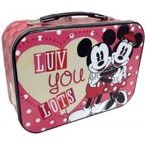 Walt Disney&#39;s Mickey and Minnie Luv You Lots Carry All Tin Tote Lunchbox, UNUSED - $14.50