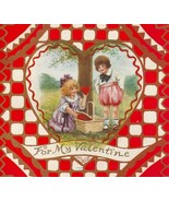 NEW Listing**Girl & Boy W/ a Picnic of Hearts Vintage Valentine Postcard - $8.00