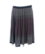 Talbots Long Pleated Full Skirt Geometric Print Lined Side Zip Black Red... - $46.29 CAD