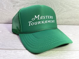 New Masters Tournament Golf Kelly Green Hat 5 Panel Trucker Snapback Vintage - £18.37 GBP