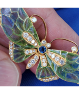 Earth mined Diamond Sapphire Deco Plique a Jour Enamel Brooch Filigree 1... - $25,036.12 CAD