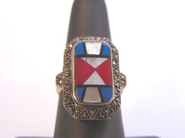 Womens Vintage Estate Sterling Silver Southwestern Zuni Ring 7.5g E1585 - £27.24 GBP