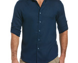 Cubavera Mens Travel Select Regular-Fit Linen-Blend Shirt Insignia Blue-XL - $39.97