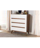 Abbey White and Walnut Wood 4-Drawer Storage Chest - $575.51 CAD