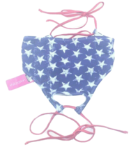 Xhilaration Womens Bikini Top With Laces Red White Blue USA Stars Size L New - £10.51 GBP