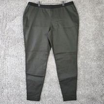 Eileen Fisher Pants Womens XL Green Pull On Skinny Coated Organic Cotton - $34.60