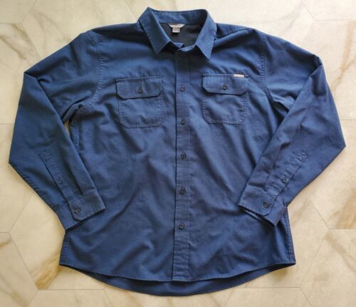 Eddie Bauer Men&#39;s Size XL Navy Blue Thick Button Up Shirt Button Pockets - $24.55