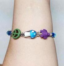 Mushroom Peace Sign Turtle  Hemp Bracelet  handmade jewelry  Kids Girls  - £9.58 GBP