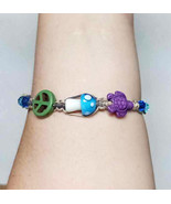 Mushroom Peace Sign Turtle  Adjustable Hemp Bracelet  handmade jewelry  ... - $206.74 MXN