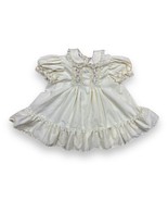 Vtg Polly Flinders Cream Smocked Flower Dress Pan Collar Lace Trim Baby ... - £18.34 GBP