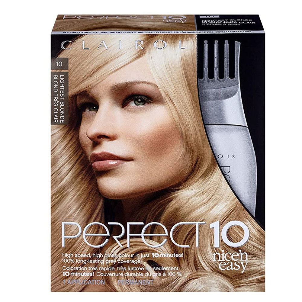 New Clairol Nice'n Easy Perfect 10 Permanent Hair Color, 10 Lightest Blonde