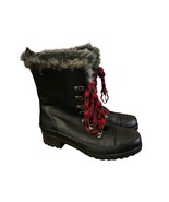 JUSTFAB Freeha Womens Size 8.5 Boots Black Winter Combat Flurry Faux Lea... - $29.65