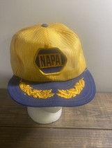 VTG NAPA Louisville Mfg Co Trucker Hat Snapback Patch Blue Yellow Logo Gold Leaf - £26.86 GBP