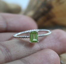 6Ct Gut Smaragd Schliff Peridot Edelstein 925 Sterlingsilber Ring für Sie - £48.48 GBP