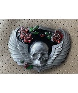 Vtg Siskiyou 1988 Skulls &amp; Roses Born To Raise Hell Pewter Enamel Belt B... - £23.13 GBP