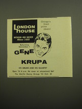 1960 London House Restaurant Advertisement - Gene Krupa - £11.72 GBP