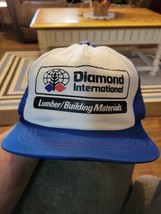 Vntg California Headwear Mesh Snapback Trucker Hat/Cap Diamond International - £7.11 GBP