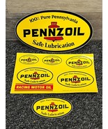 PENNZOIL DECALS - Lot of 7 Vintage Style Vinyl Stickers 100% Pure Pennsy... - $12.35