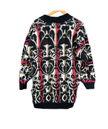 VTG Western Connection Women&#39;s Black Red Sweater MEDIUM Acrylic Pockets - £17.60 GBP