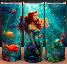 Ariel Little Mermaid Painting Cup Mug  Tumbler 20oz with lid and straw - £15.65 GBP