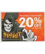 2019 Spirit Halloween Card Ad Mailer 20% Discount Coupon Death Grim Reap... - $5.94