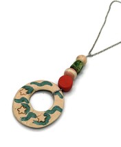 Handmade Ceramic Pendant Necklace For Women Long Boho Artisan Statement Necklace - £54.01 GBP