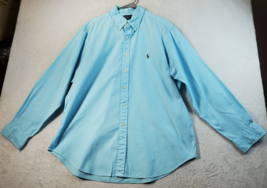 Ralph Lauren Shirt Men Size 17 Blue 100% Cotton Long Sleeve Collared Button Down - £15.45 GBP
