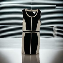 New York Co Stretch Cocktail Dress Size 8 Formal Black Tan Colorblock Fu... - $623.16 MXN
