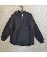 Victoria’s Secret Pink Pure Black Plush Half Zip Hoodie Size Small - $44.99