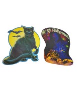 Eureka Halloween Cat and Paper Magic Wizard Die Cut Set of 2 Vtg - $19.79