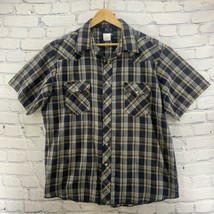 Wrangler Western Shirt Pearl Snap Short Sleeve Mens sz XL Plaid Flaw  - £11.47 GBP