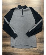 Nautica Jeans Mens Pullover Sweater Gray Black Color Block Mock Neck 1/4... - £11.76 GBP