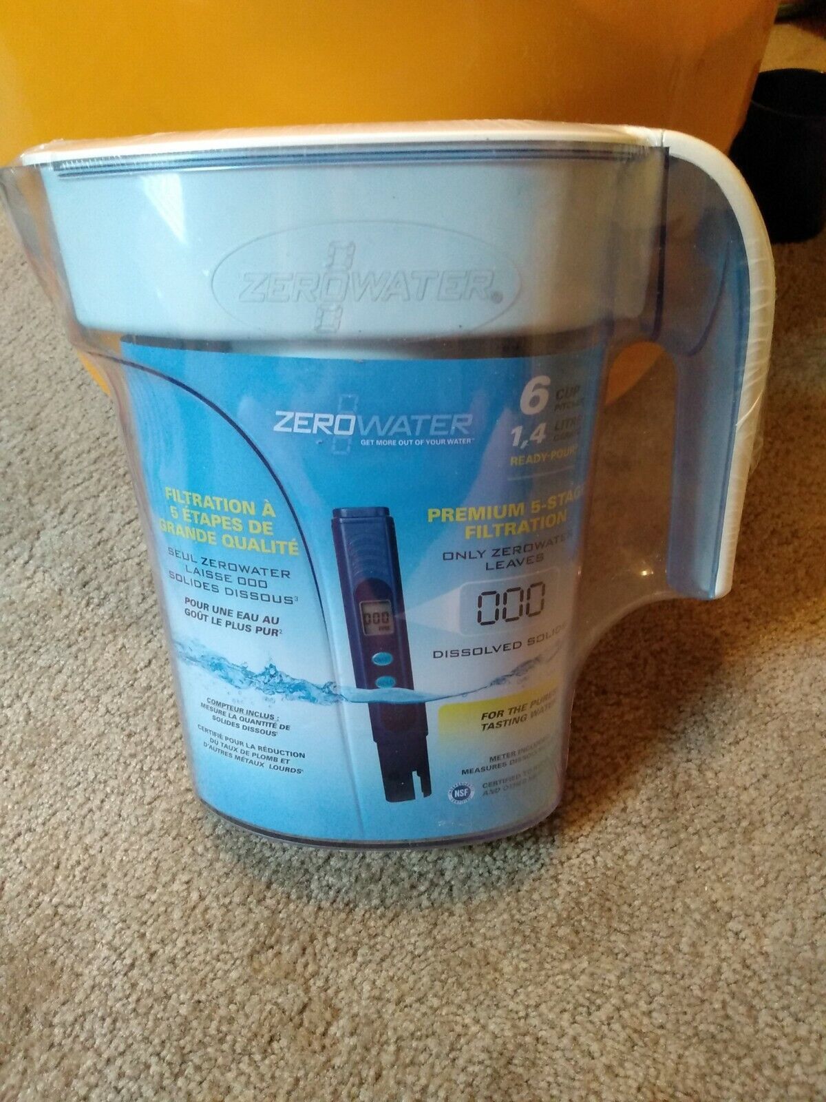 ZeroWater ZP-006-4, 6 Cup Water Filter Pitcher with Water Quality Meter,White - $24.74
