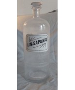 Lin. Sapons. Large Antique Apothecary Glass Bottle Jar - £63.51 GBP
