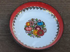 Vintage Handmade in Austria Floral Enameled Pin Tray Salt Dip Mini Dish 2.5&quot; - £7.86 GBP