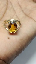 925 Sterling Silver Natural Oval Cut 4ct yellow Citrine Ring for Unisex Size 7 - £48.63 GBP