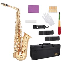 Glarry Professional Golden Alto Saxophone E-Flat Sax with Case &amp; Accesso... - £251.00 GBP
