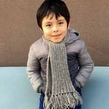 Alpaca Wool Scarf - Kids Soft Warm Grey Gray 100% Alpaca Wool Winter nec... - £28.19 GBP