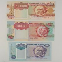 1991 Angola 3-Notes Currency Set 500 10,000 &amp; 500,000 Kwanza Uncirculated - $63.05