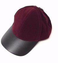 Women&#39;s Fashion Velvet Baseball Cap w/ faux Leather visor Hat Color Wine / Black - £6.78 GBP