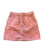 Hollister Pink Ultra High Rise Corduroy Button Up Skirt Size 11 - £11.92 GBP