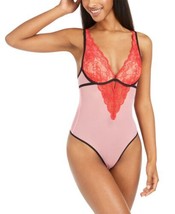 allbrand365 designer Womens Sheer Lace Underwire Thong Bodysuit,Pink Petunia,M - £24.82 GBP