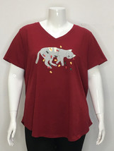 George Plus Short Sleeve Christmas V-neckline Shirt Red 4X New - $13.99