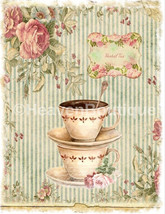 Shabby Cottage Watercolor Art Print Herbal Tea Teacups Chic Kitchen Themed Décor - £21.93 GBP
