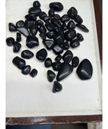 1/2 Pound Tumbled Polished Black Stones Small To Medium Size - $8.50