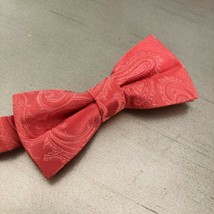 Coral Boy Straight Cut PAISLEY PATTERN Pre-tied Bow tie Kids Wedding Party - £9.09 GBP