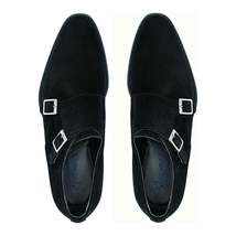 Giovacchini By Belvedere Italian Shoes Double Monk Strap Suede Black Francesco image 2